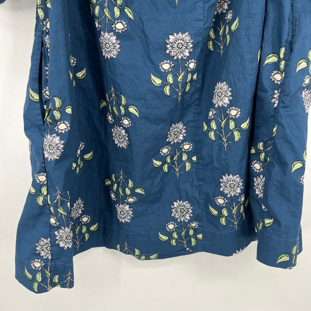 Old Navy Womens 2X Teal Blue Floral Off The Shoulder Puff Sleeve Blouse Top - Picture 7 of 12